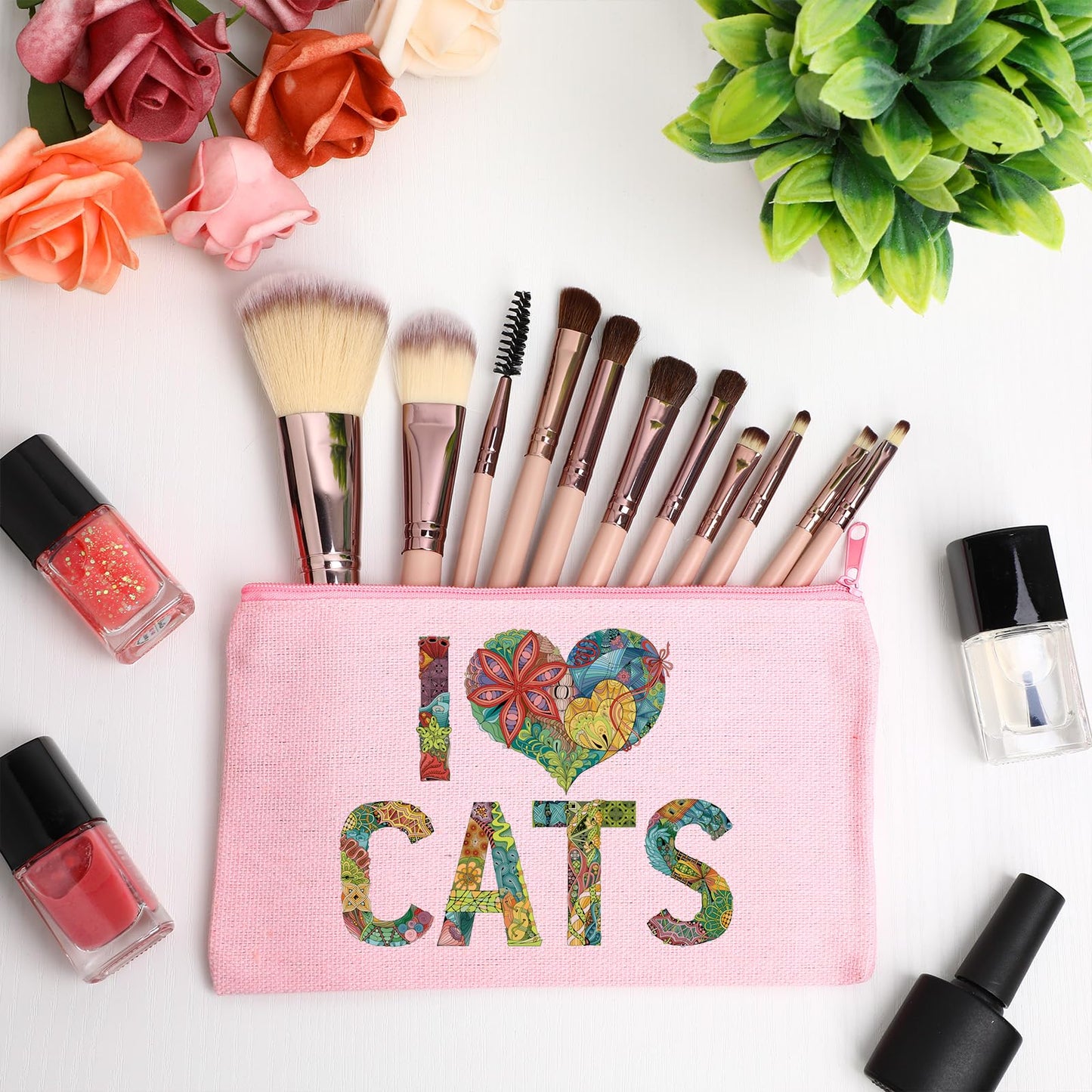Frienda 50 Pcs Canvas Zipper Pouch Bulk Gift, Pink