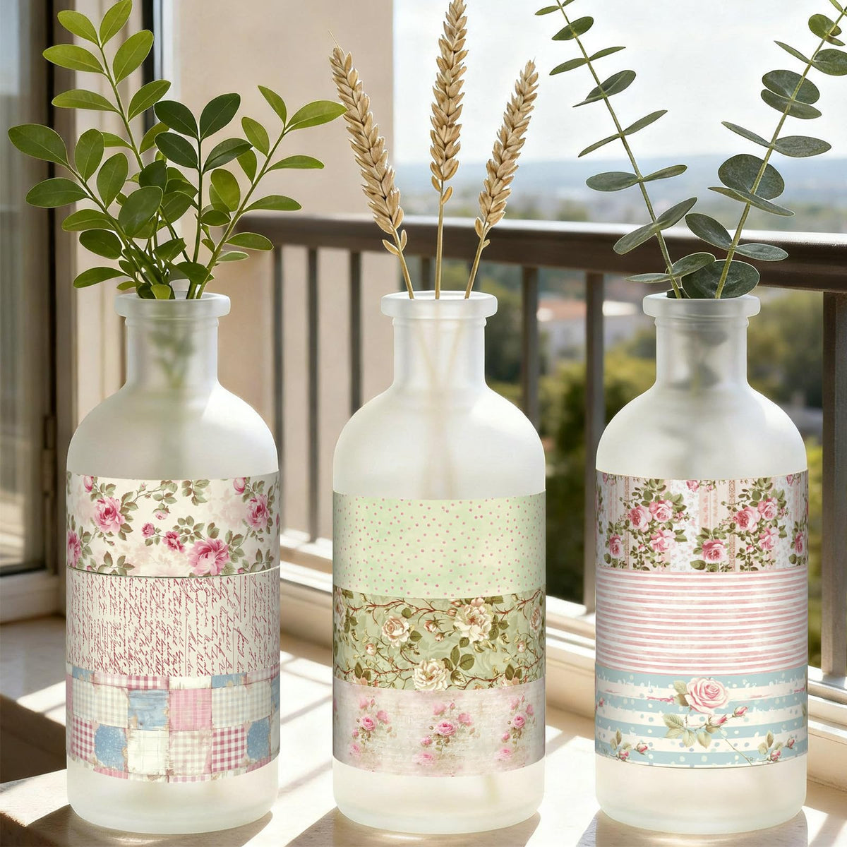 YooNotee 12 Rolls Floral Washi Tape Set,Vintage Pink,Cottagecore