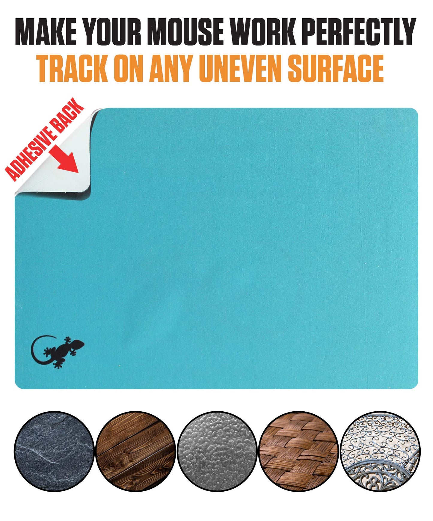 Mouse Pad Adhesive Bottom - Peel and Sticks to Any Surface - Travel Large Size - Portable (XL