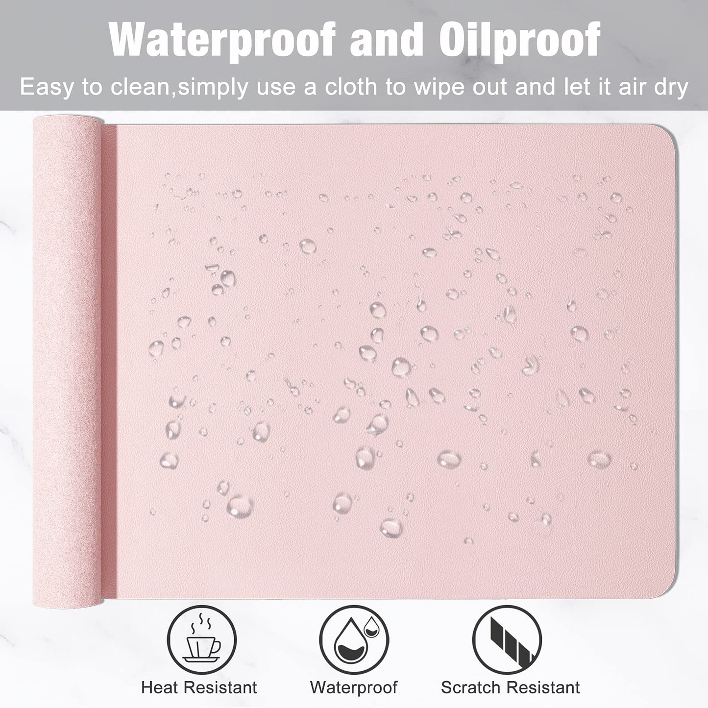 Hsurbtra Desk Pad, 35.5" x 17" PU Leather Desk Mat, XXL Extended Mouse Pad, Waterproof Desktop