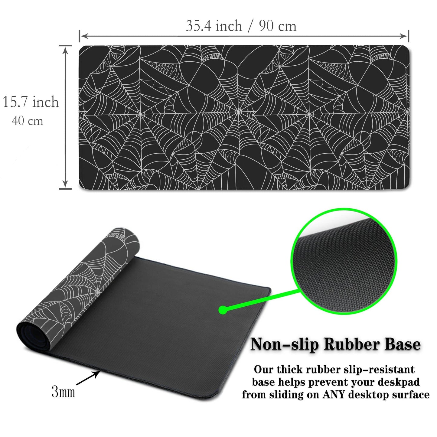 Samgula Gaming Mat Black Long Mousepad, Desktop Pad Big Mouse Pads Desk Mouse Pad, Computer Pad