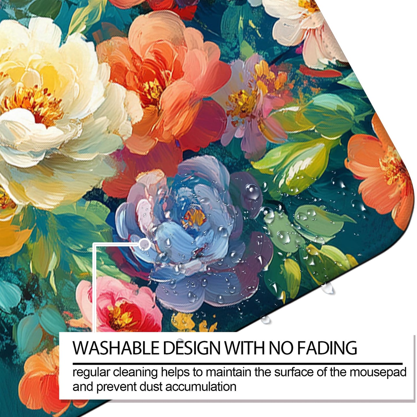 JIANG100 Colorful Flower Peony Gaming Desk Mat, Extended Floral Mouse Pad