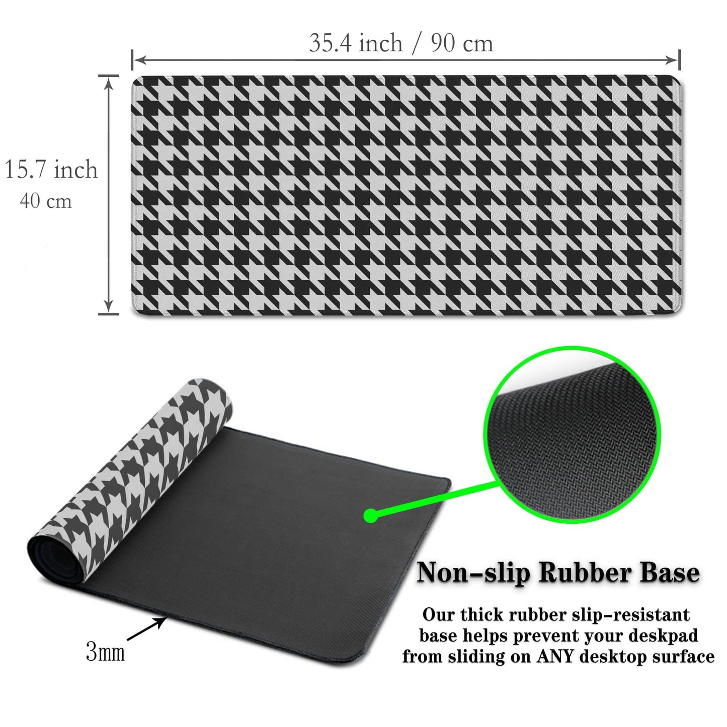 Samgula Gaming Mousepad Black and White Desk Mat for Desk Big Mouse Pads Keyboard Pad Home Office