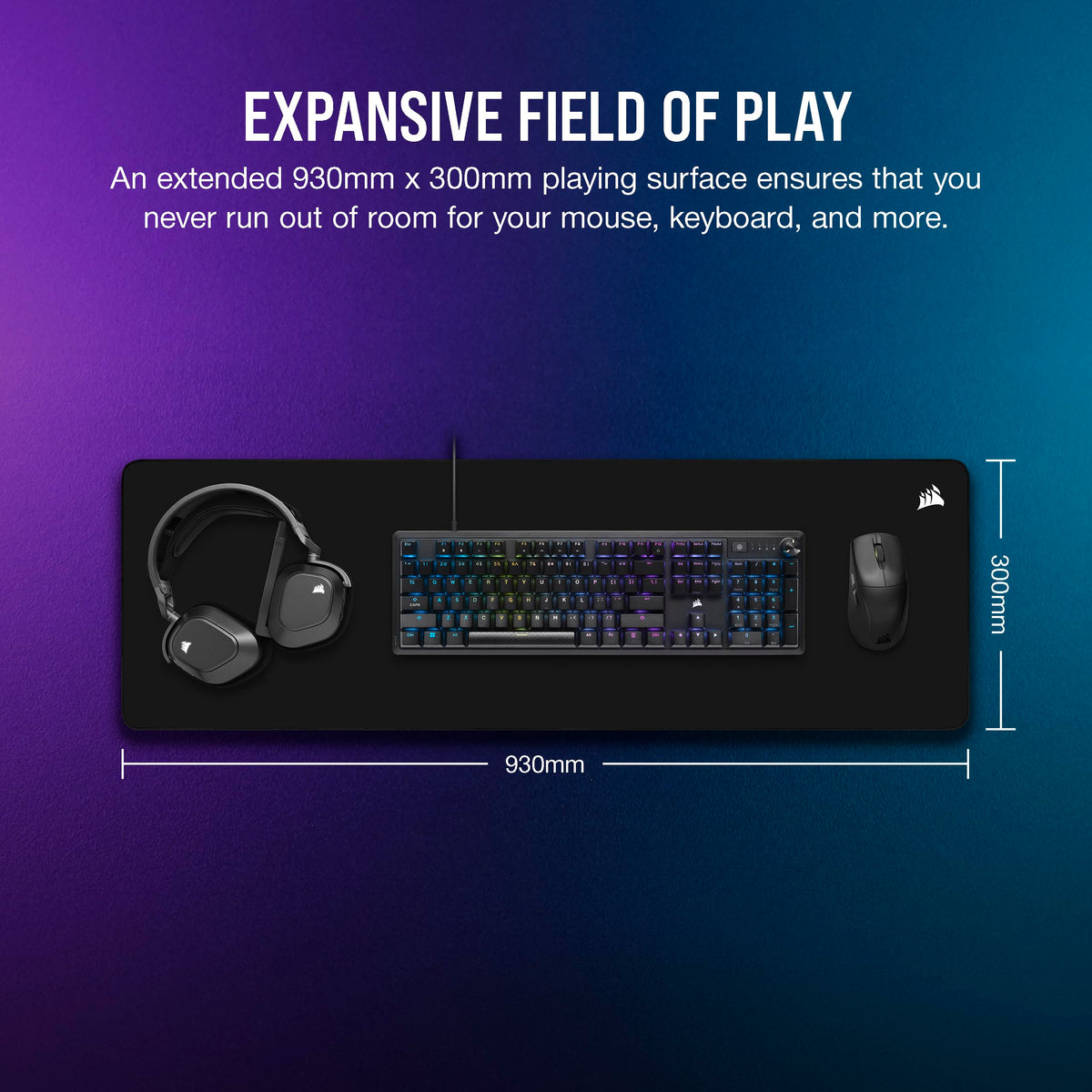 Corsair MM500 v2 Hybrid Cloth Gaming Extended Mouse Pad – 93cm x 30cm – Spill-Proof Coating