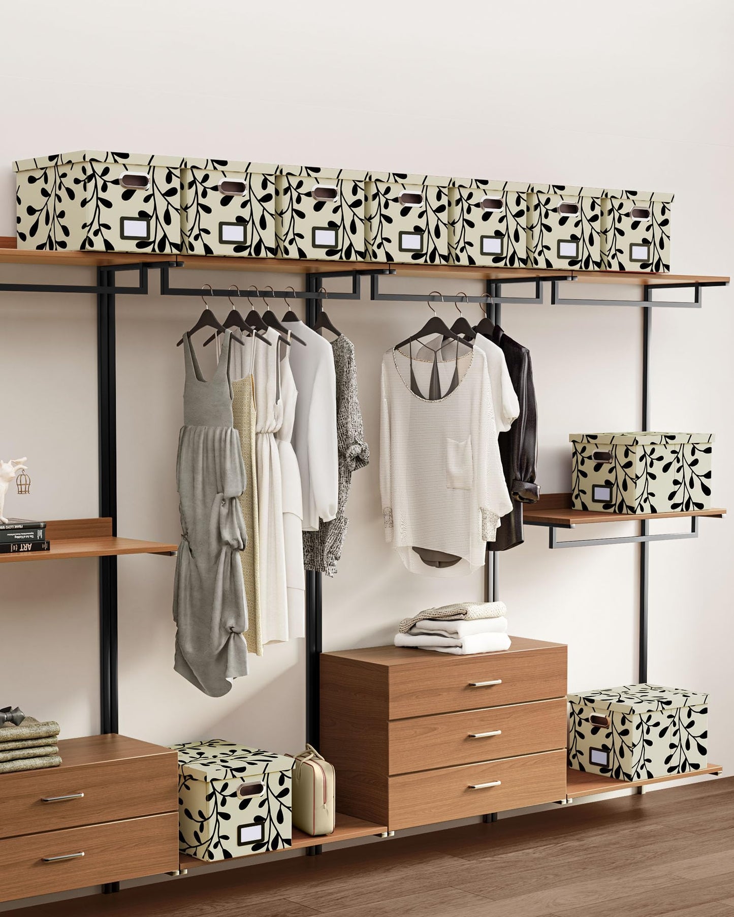 Oterri File Organizer with Lid, File Box, File Cabinet for Letter File Folder Storage, Hanging File