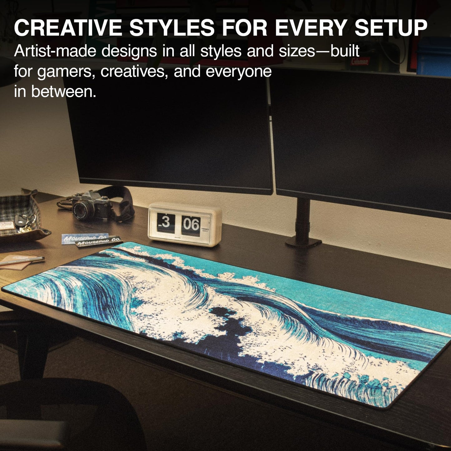 MPCO. Ocean Waves Gaming Desk Pad, 36" x 17" Duraglyde Non-Slip Desk Mat