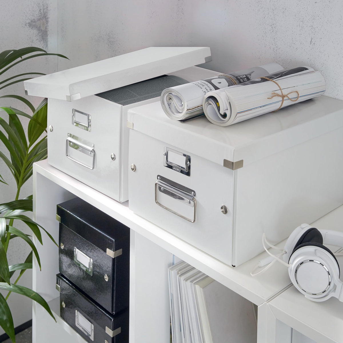 Leitz Click & Store Storage Box, Medium Organizer Box, Collapsible, Stackable, Patented Design