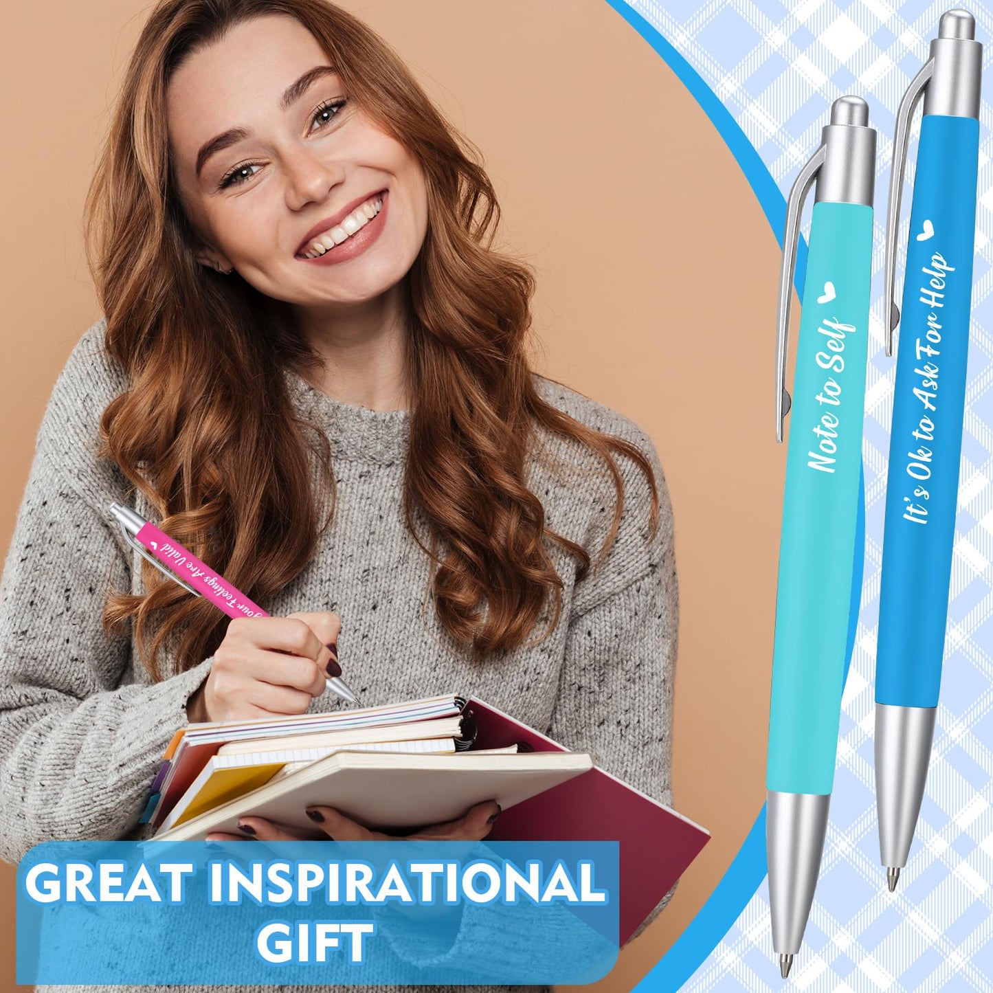 Yeaqee 100 Pcs Motivational Pens, Multicolored, Mental Health Reminders