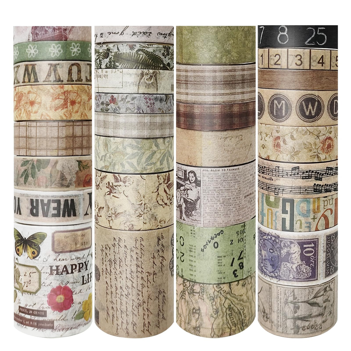 32 Rolls Vintage Rainbow Washi Tape Set Aesthetic Decorative scrapbook Tape