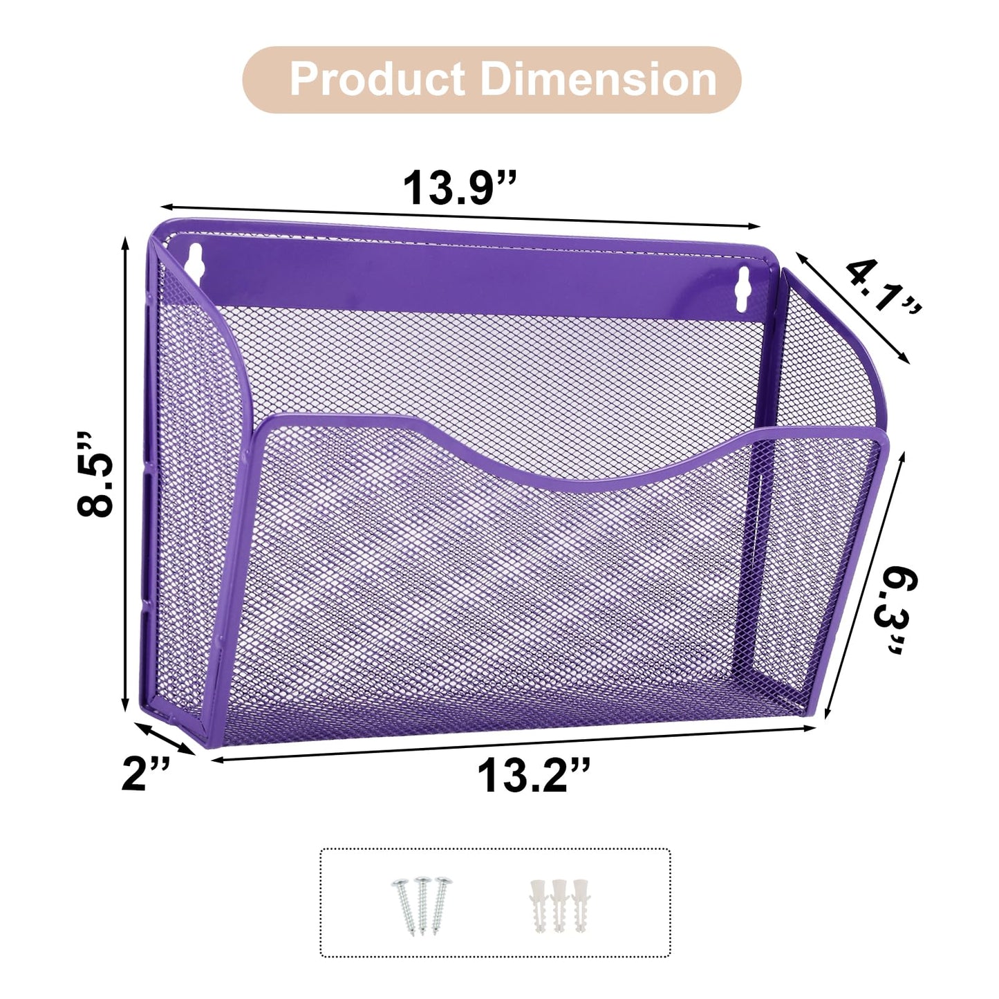 EASEPRES 3 Single Pocket Mesh Hanging File Organizer, Vertical Wall Mounted Magazine File Holder