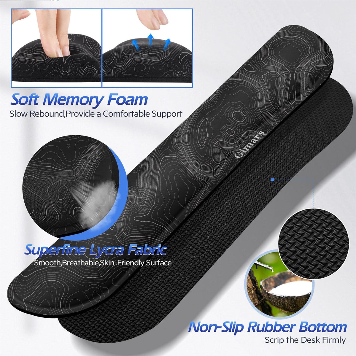 Gimars 4 in 1 Mouse Pad and Keyboard Wrist Rest Set, Large Mouse Pad with Memory Foam Wrist Support