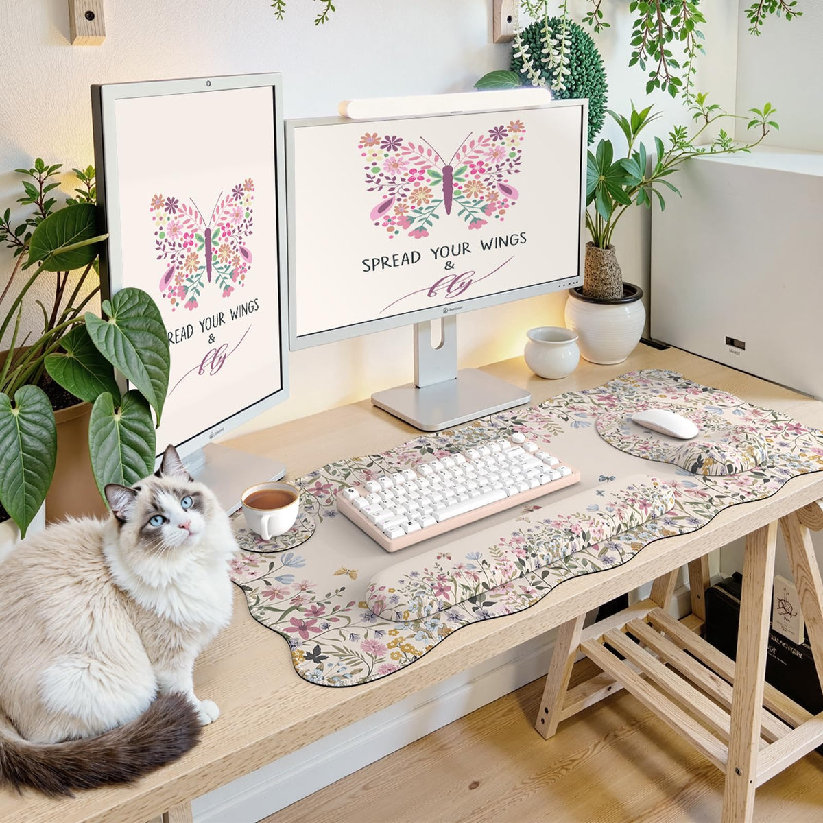 iCasso Beige Keyboard Mat 35.4"x15.7", Desk Protector for Workspace