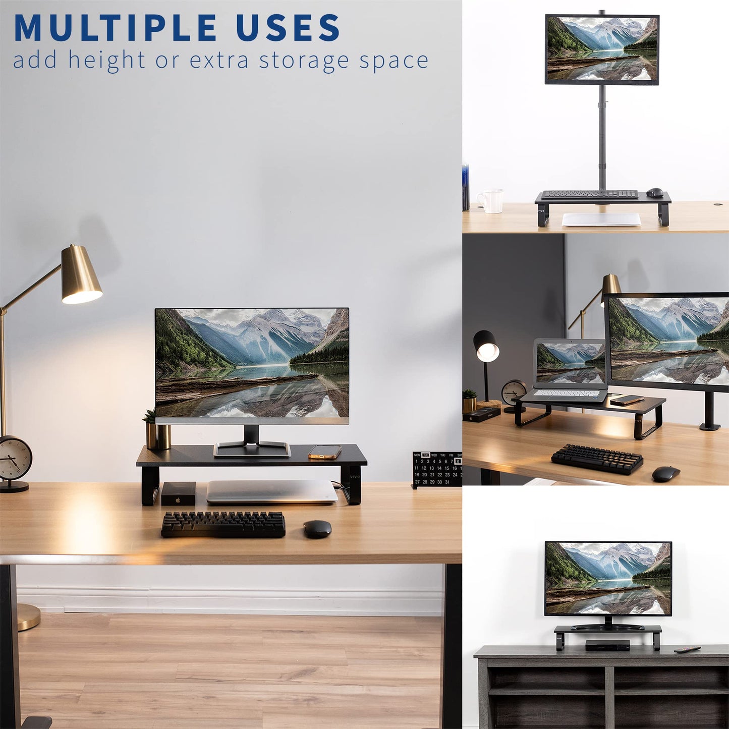 VIVO Monitor and Laptop Stand, 24 inch Desktop Riser, Black, STAND-V000D