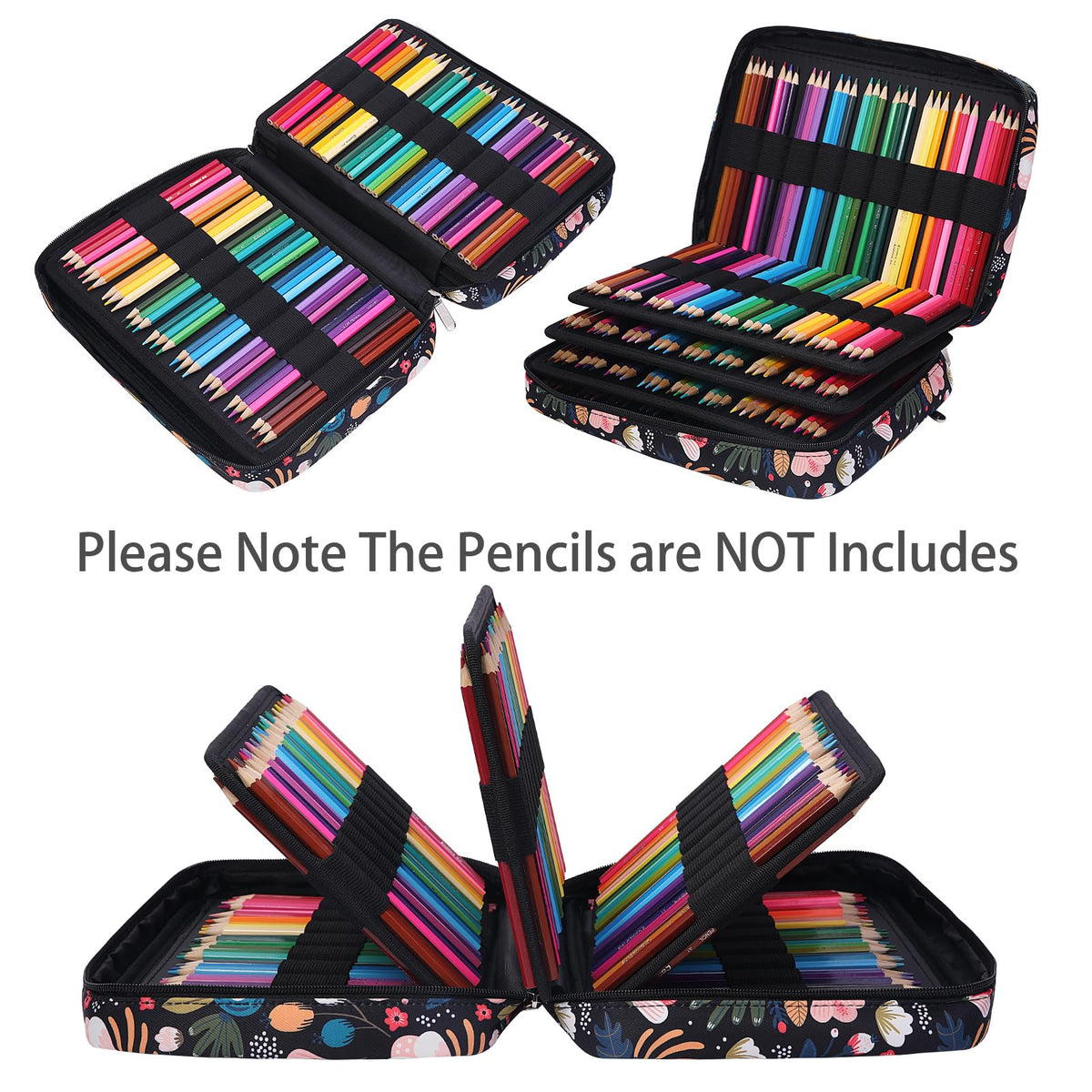 BOMKEE Colored Pencil Case 220 Slots Pencils/Gel Pens Organizer Waterproof Travel Case Zipper