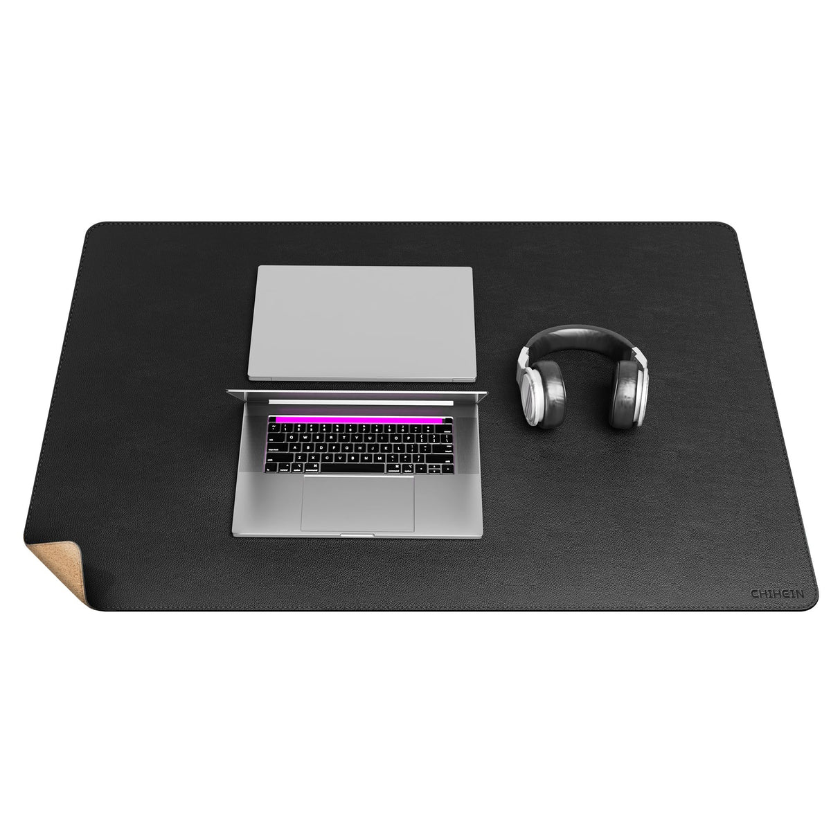 Chihein 39” x 28” Cork & PU Leather Desk Mat (Black)