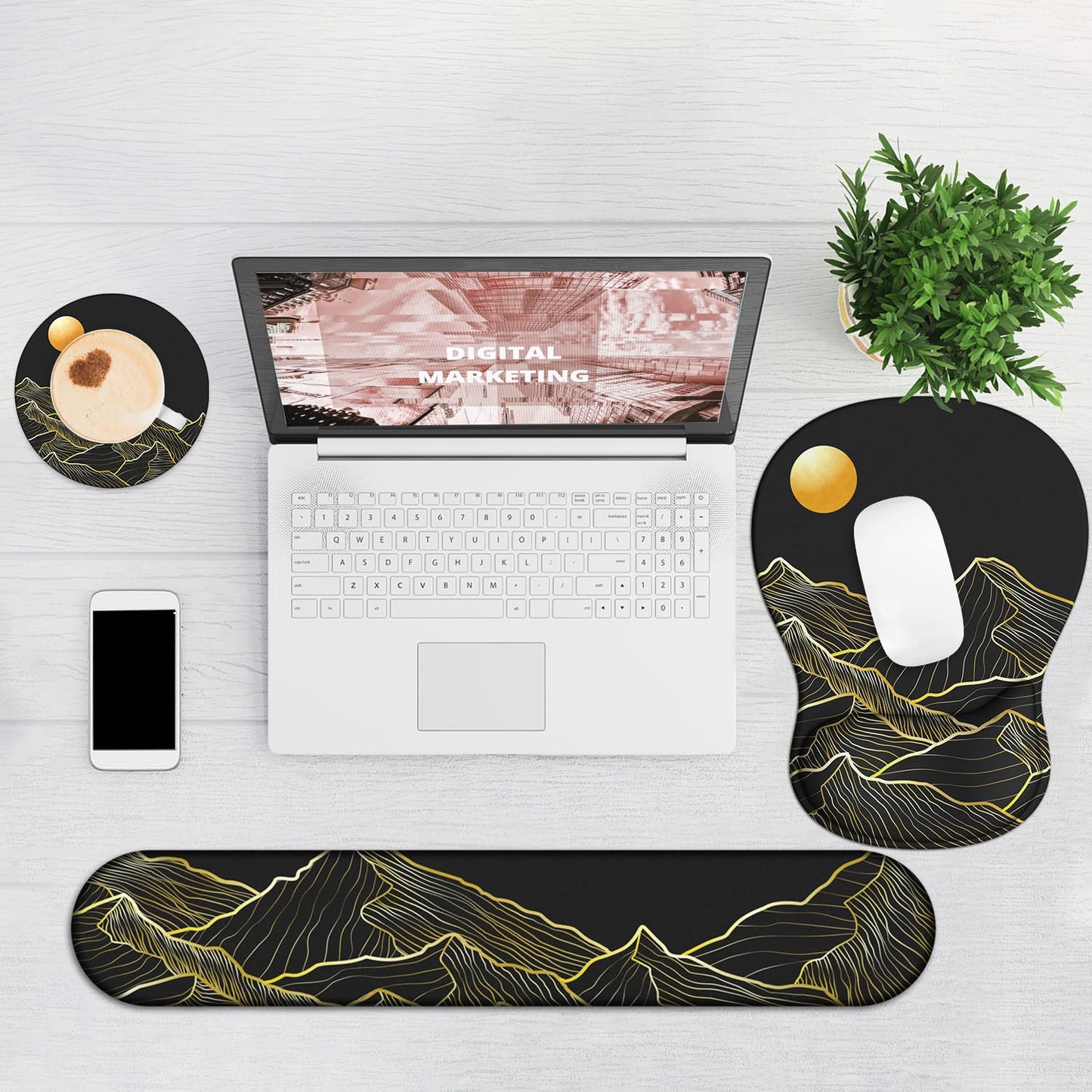 Ergonomic Mouse Pad with Wrist Rest and Keyboard Wrist Rest, Gel Mousepad