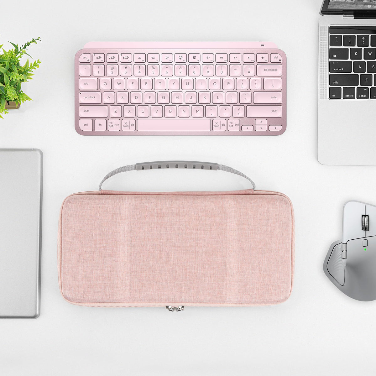 GEEKRIA Keyboard Hard Shell Case, Compatible with Logitech MX Keys Mini, Travel Carrying Bag (Pink)