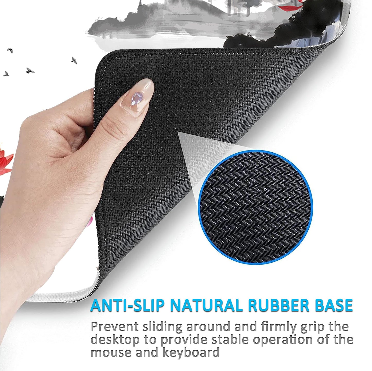 LL-COEUR XXL Landscape Gaming Mouse Pad Computer Keyboard Mat Office Desk Pad (Lotus, 27.5" x 11.8"