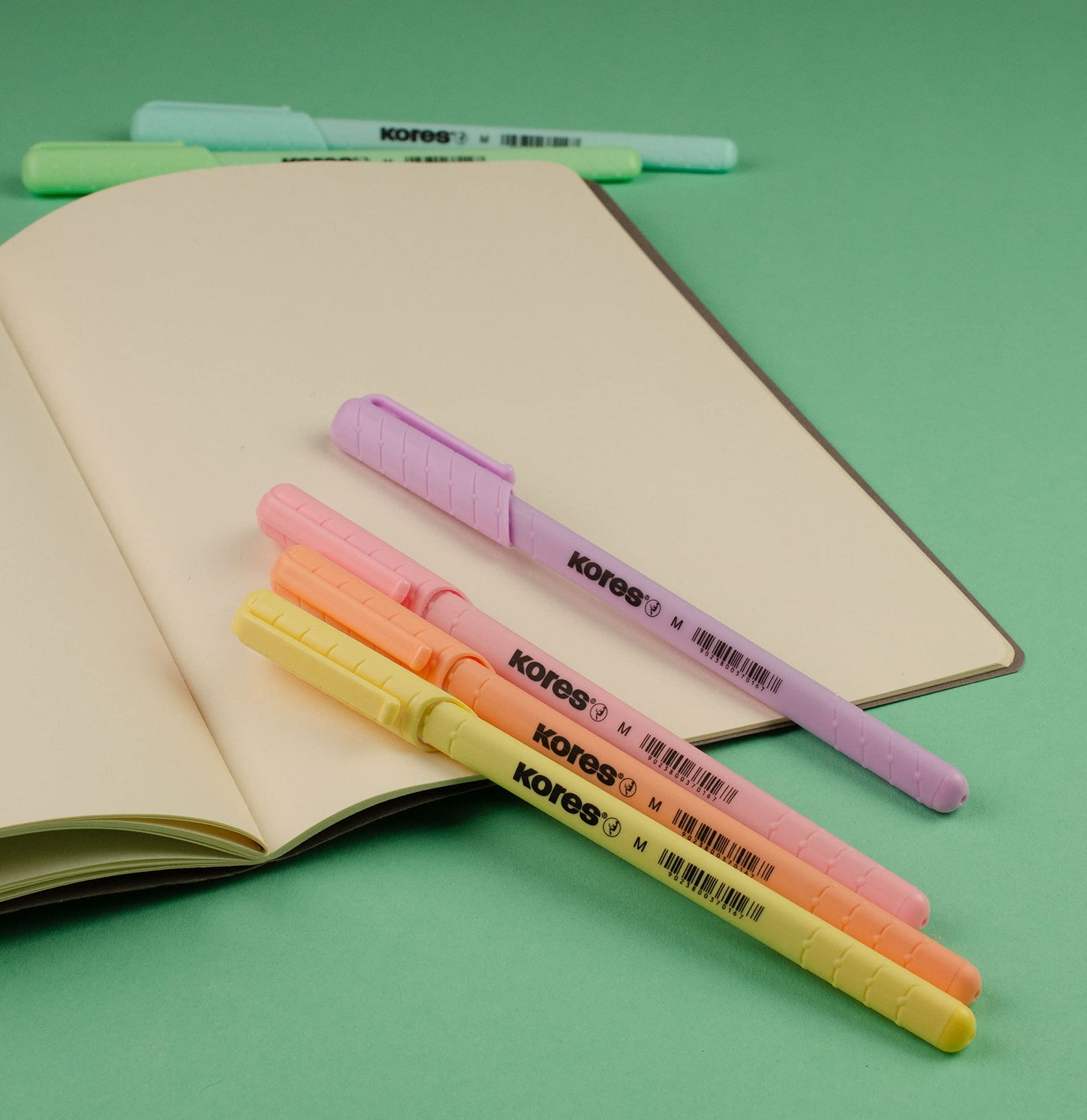 Kores - K0R-M: Ballpoint Pens with BLUE Semi-Gel Ink in Pastel Design, 1 mm Medium Point Biro for