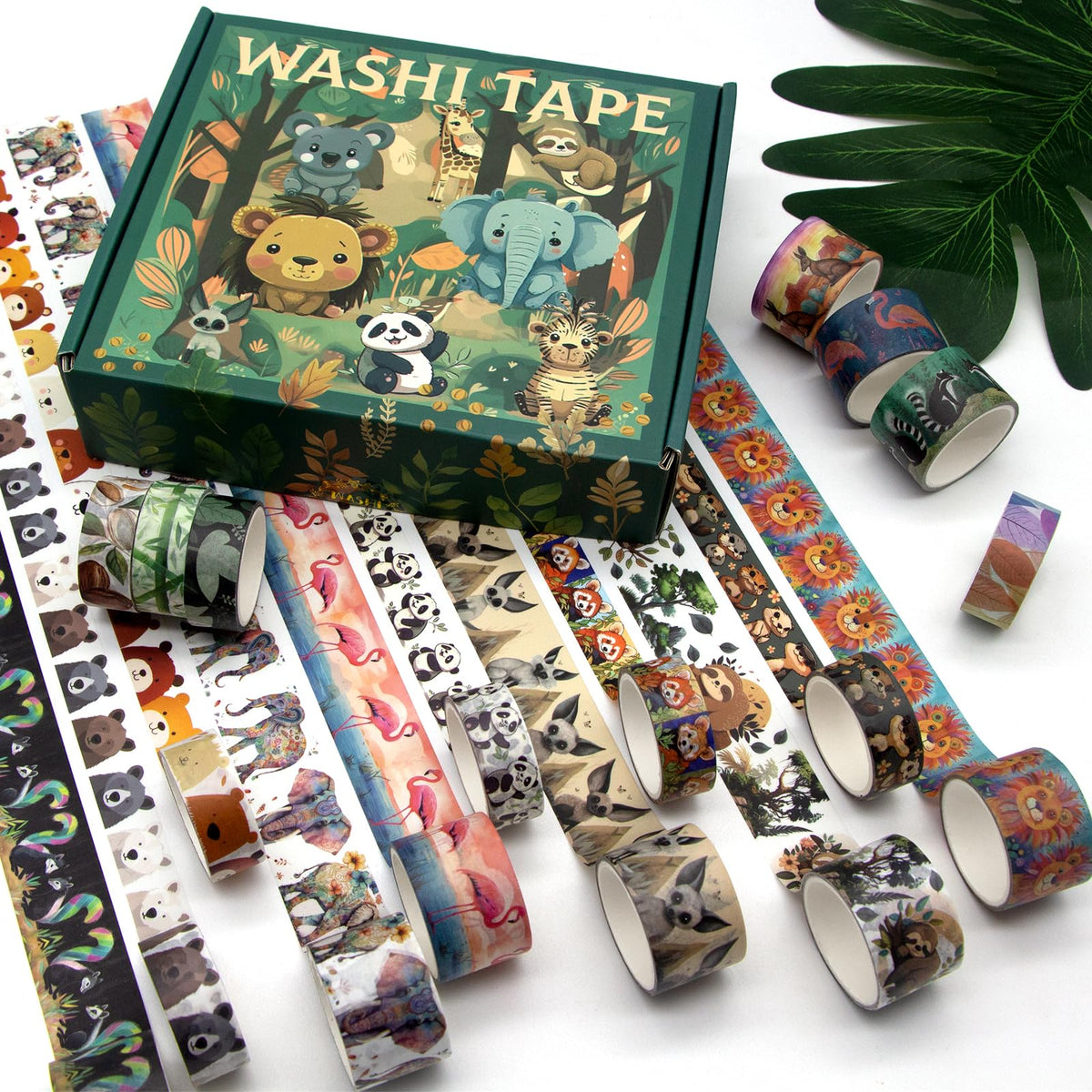 WAPETASHI Cute Washi Tape Set, 38 Rolls Animals Washi Tapes for Journaling Supplies, 25mm & 15mm