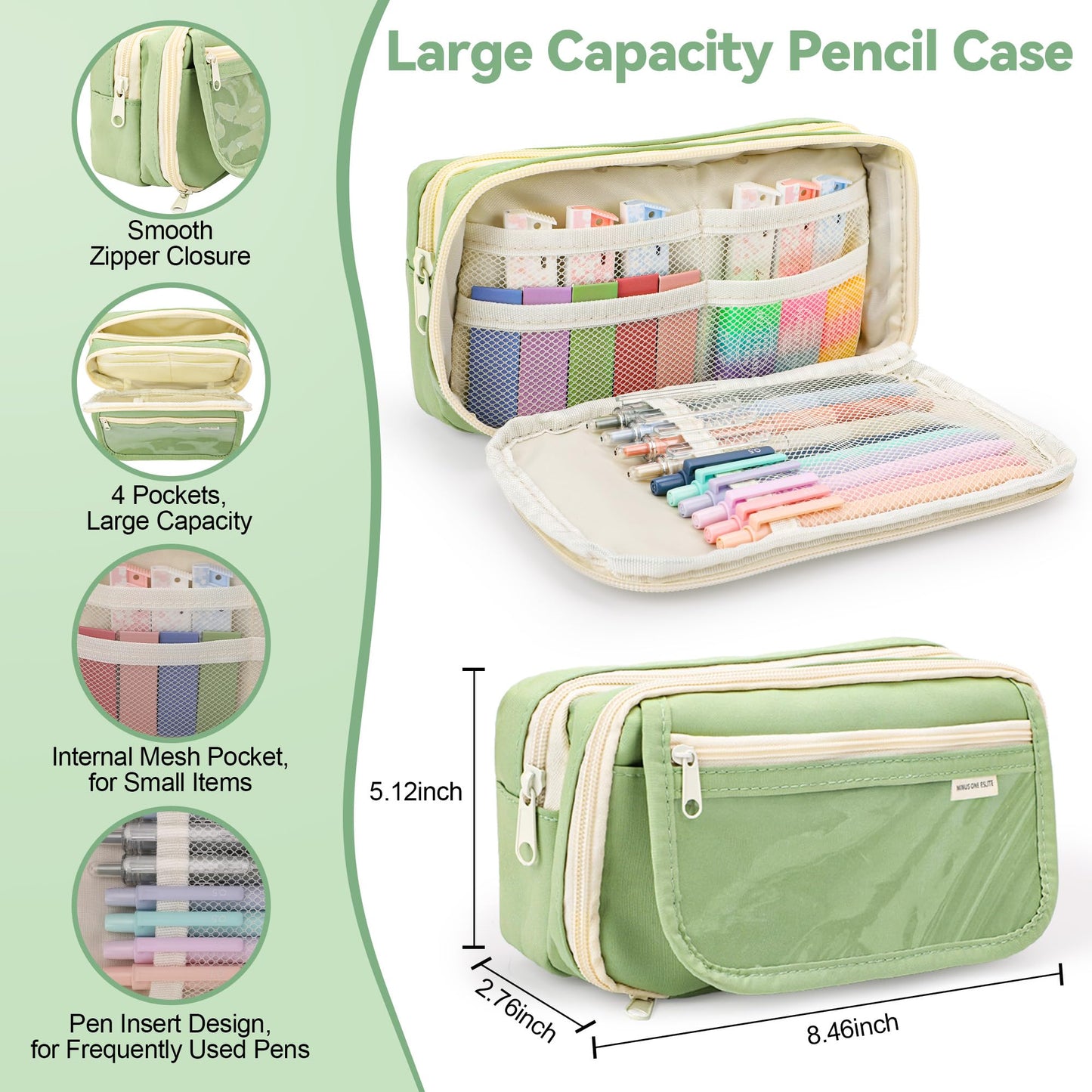 DazSpirit 61PCS Aesthetic College School Supplies Set with Cute Pencil Case