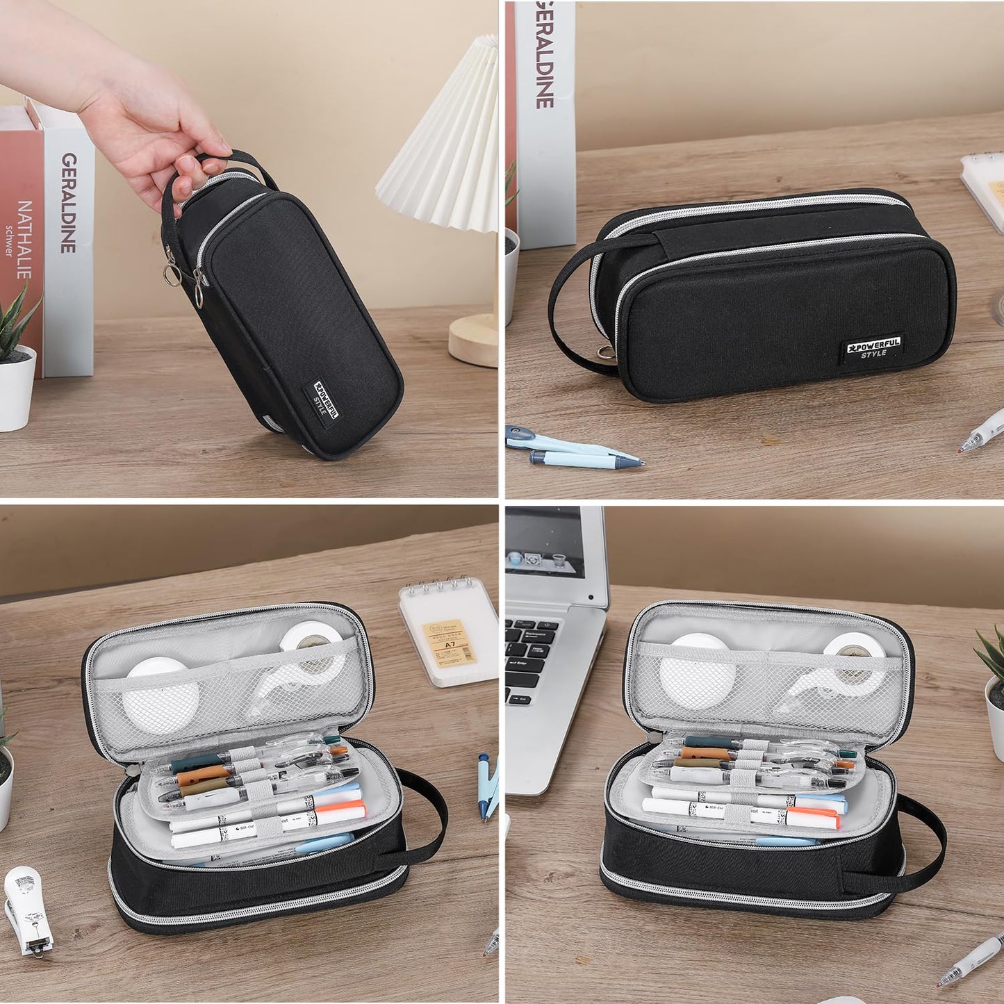 Large Pencil Case for Boys Teens Kids School Pencil Bag with Zipper Black