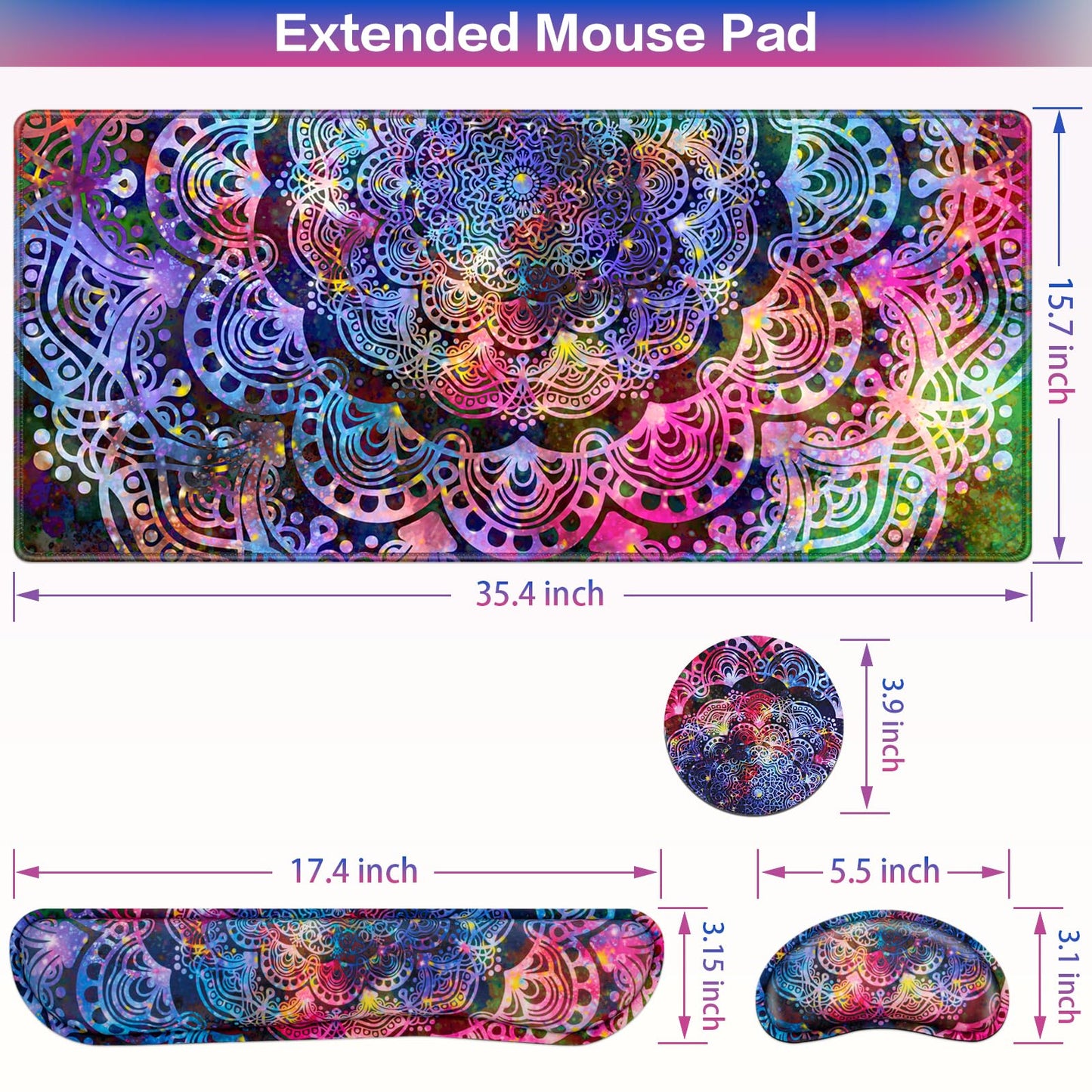 QOMOLAMA Mouse Pad with Wrist Rest, 4-in-1 Large Mousepad Keyboard