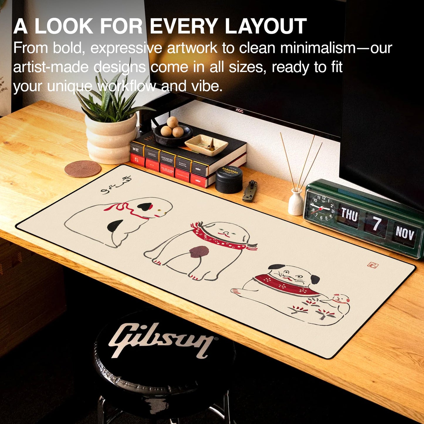 MPCO. Little Doggies Gaming Desk Pad, 36" x 17" Duraglyde Fabric Desk Mat
