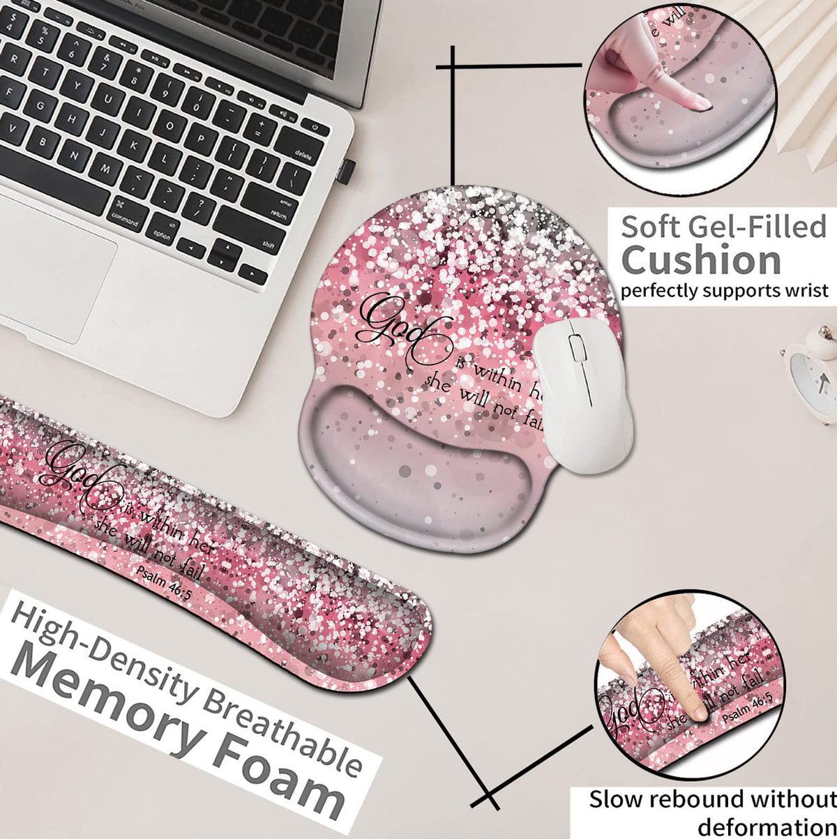 Mouse Pad with Wrist Support Ergonomic Gel Mouse Pad, Memory Foam Keyboard Wrist Rest Suitable for