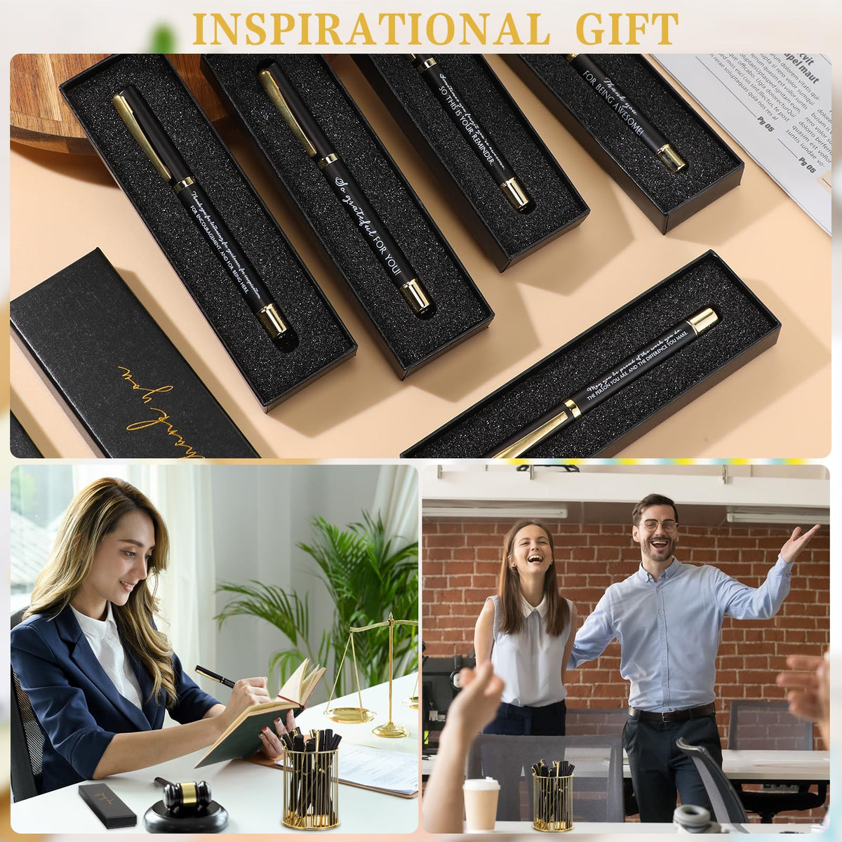 PerKoop 30 Sets Thank You Gift Inspirational Pen with Box, Black, Mixed