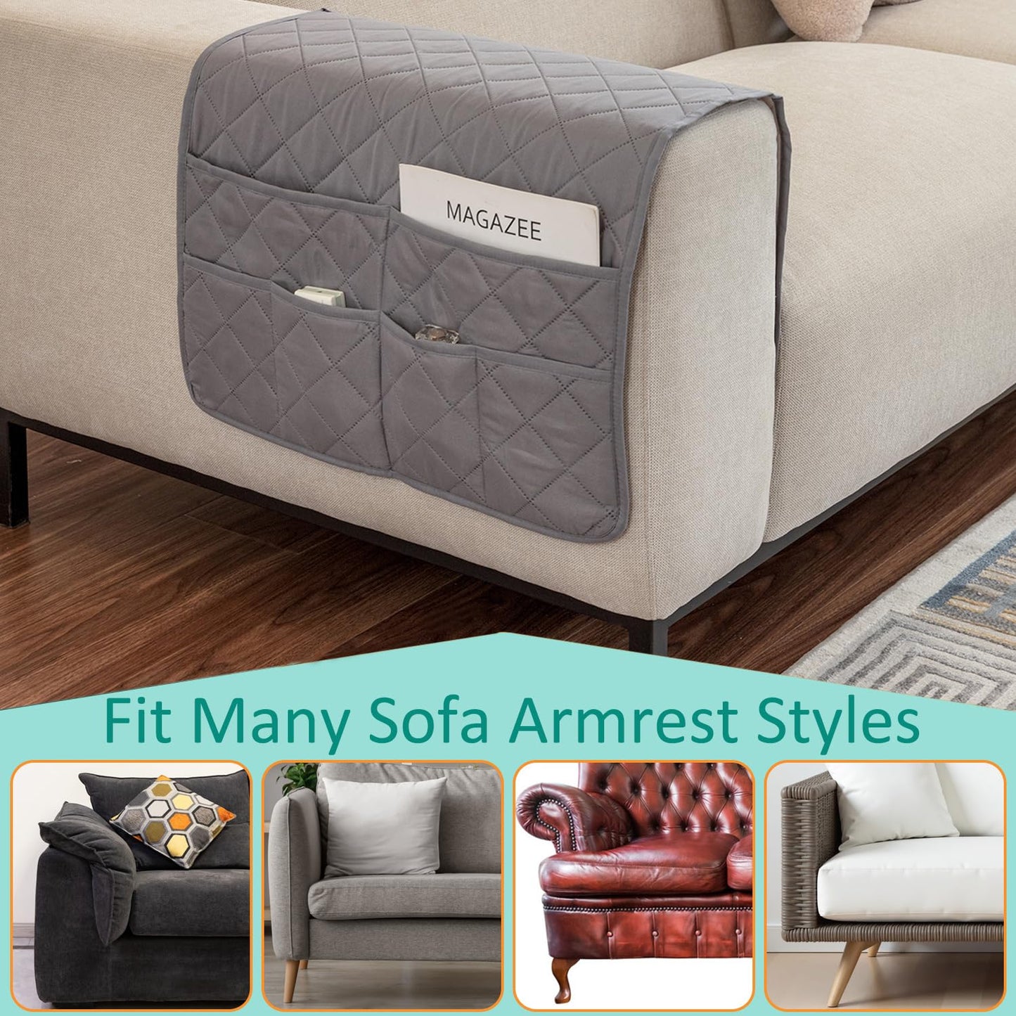 Remote Control Holder for Recliner Non-Slip Armchair Caddy Couch Armrest Organizer, Arm Chair