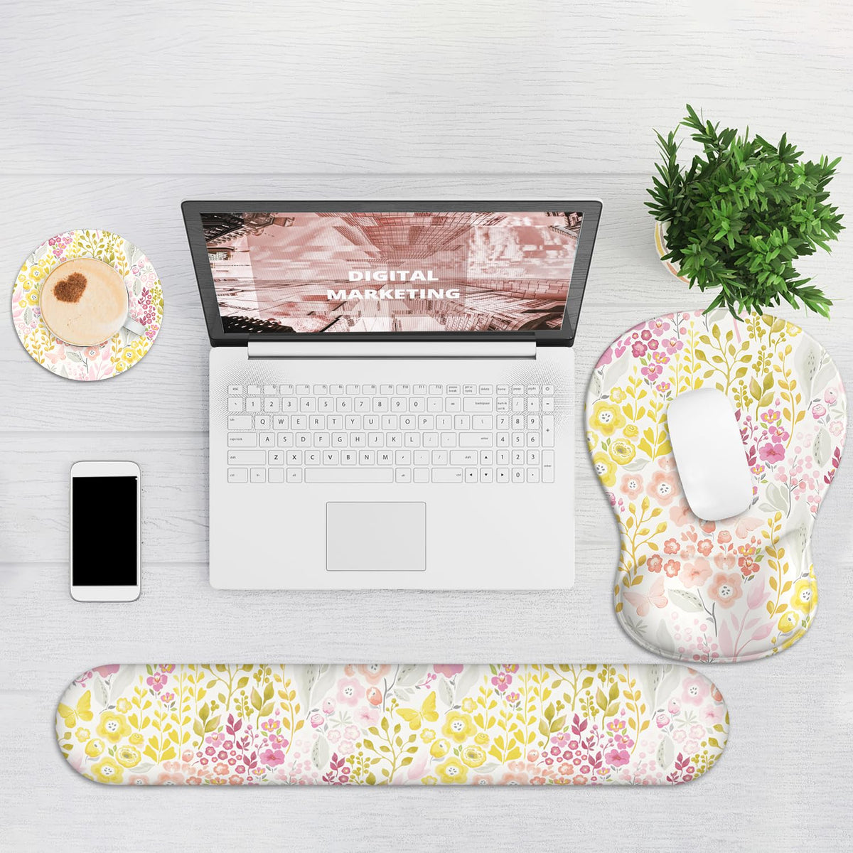 Ergonomic Mouse Pad with Wrist Rest and Keyboard Wrist Rest, Gel Mousepad