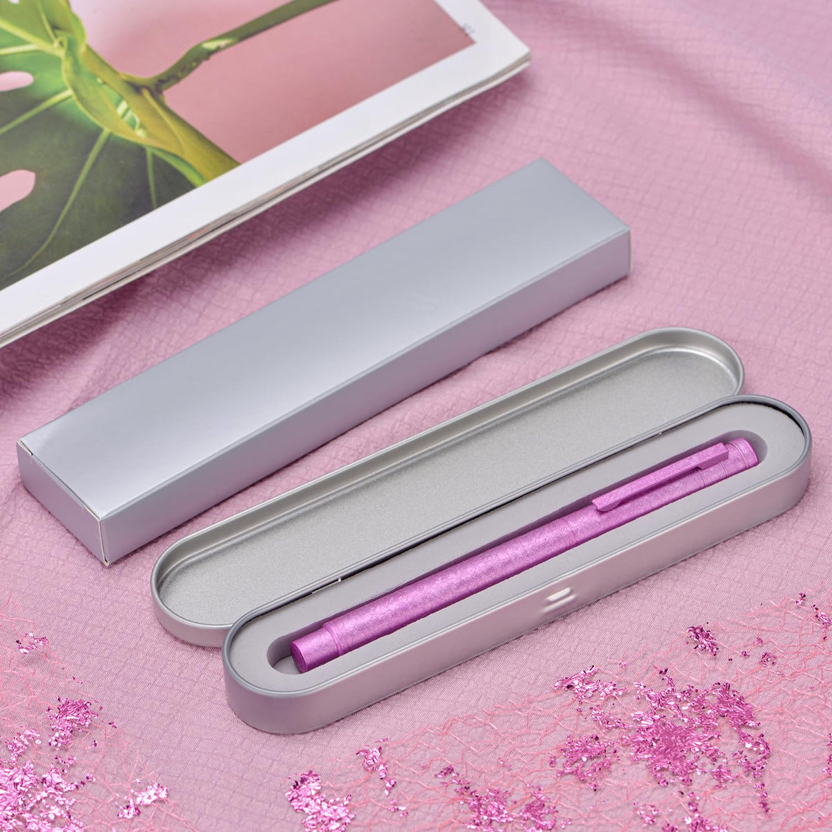 Hongdian 1851 Forest Fountain Pen Pink Ice Flowers, Blade Nib Classic Design Calligraphy Pen with