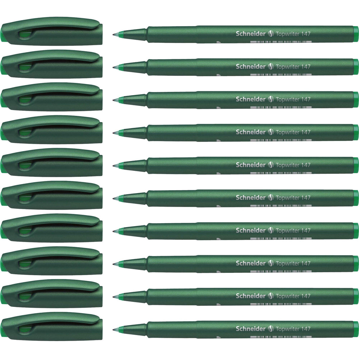 Schneider Topwriter 147 Mint Green Barrel Fibre Pen - Green (Pack of 10)