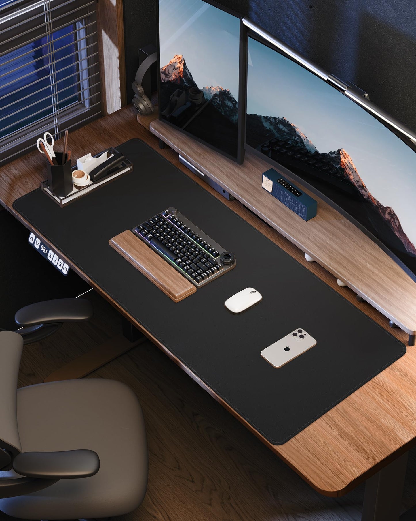 AFIING Leather Desk Protector, 55"x17" - Premium Mat, Large Mouse Pad, Non-Slip Blotter, Waterproof