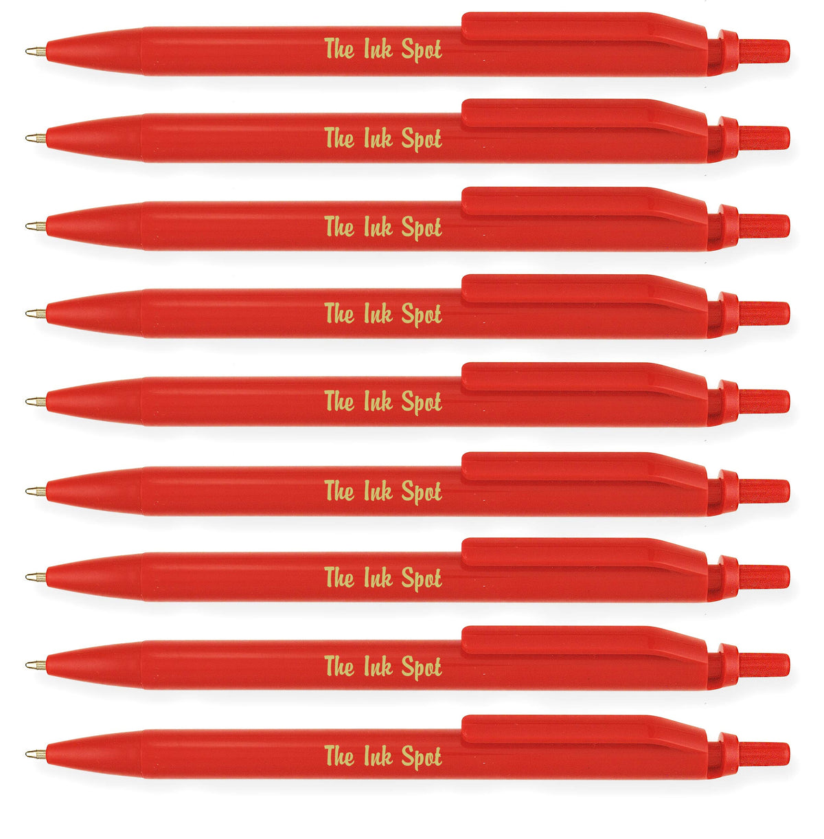 100 Excel Classic Click Personalized Custom Printed Pens – Solid Red