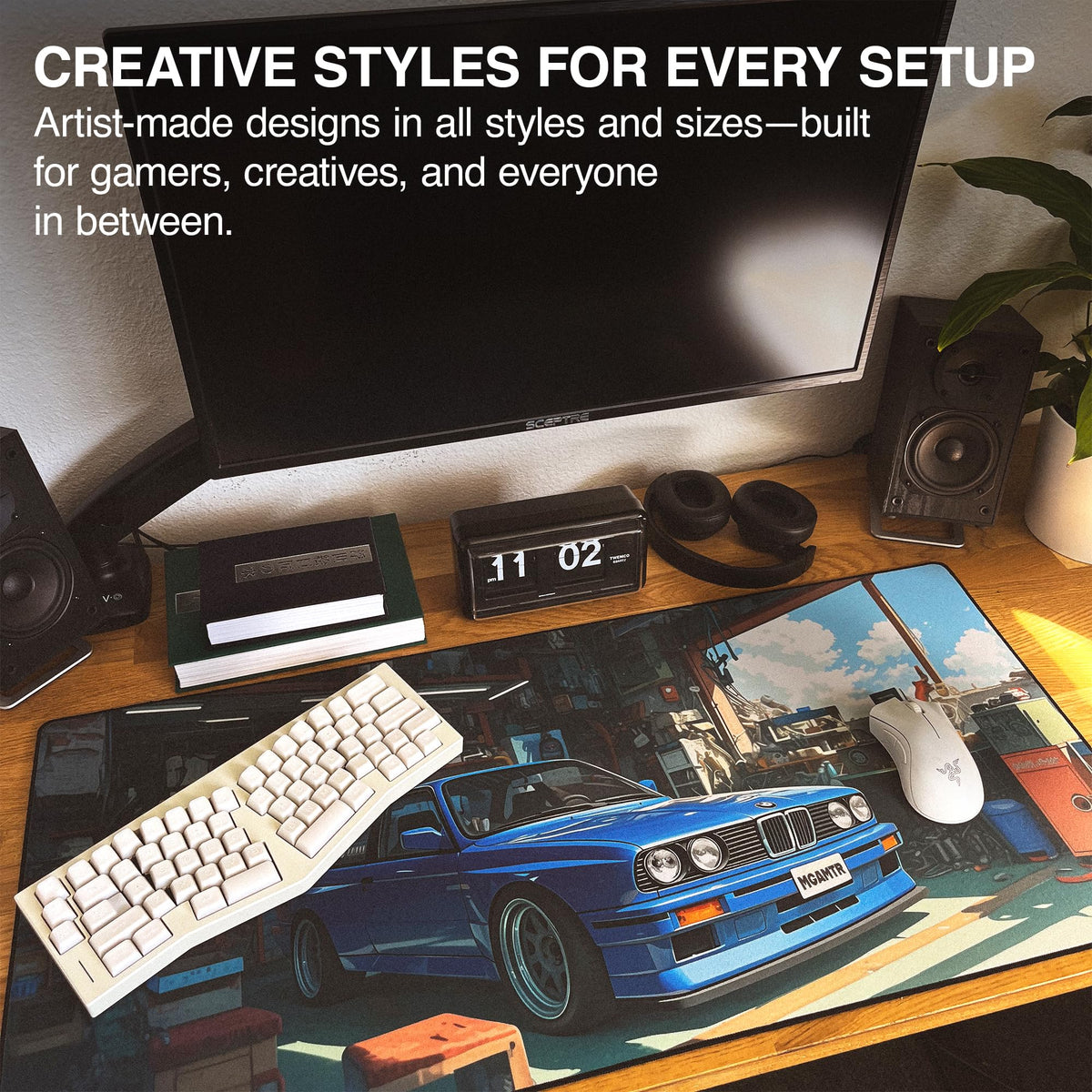 MPCO. Benjis-BMW Large Gaming Desk Pad, 36" x 17" Duraglyde Fabric Desk Mat