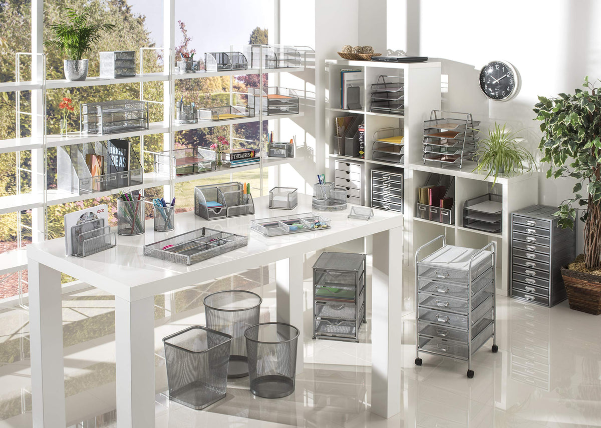OSCO Silver Wiremesh Magazine Rack | Folder Storage | File Organiser | 1 Section | Desk Tidy |