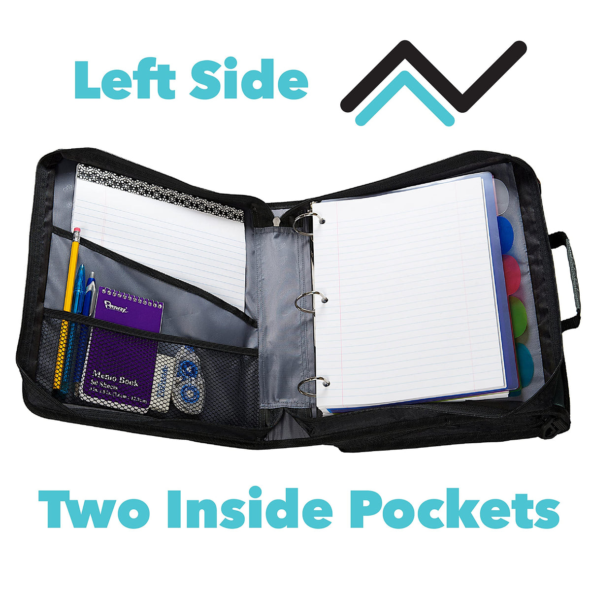 Case-it The Z Shape Zipper Binder - Two Binders in One - Double Sided 1.5 Inch D-Ring - Multiple