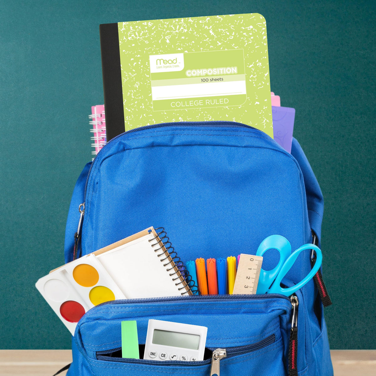 Mead Composition Notebook, College Ruled 7.5" x 9.75" Paper, 100 Sheets, Assorted Pastel Colors, 6