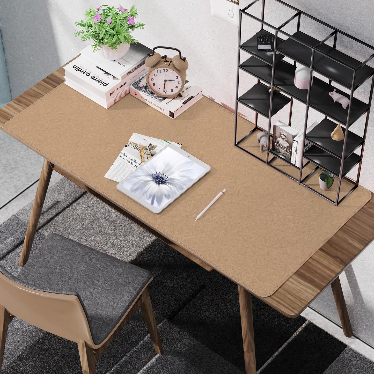 AFIING Cork Desk Mat 47" x 23.6", Dual-Sided Natural Cork & PU Leather Desk Pad, Non-Slip