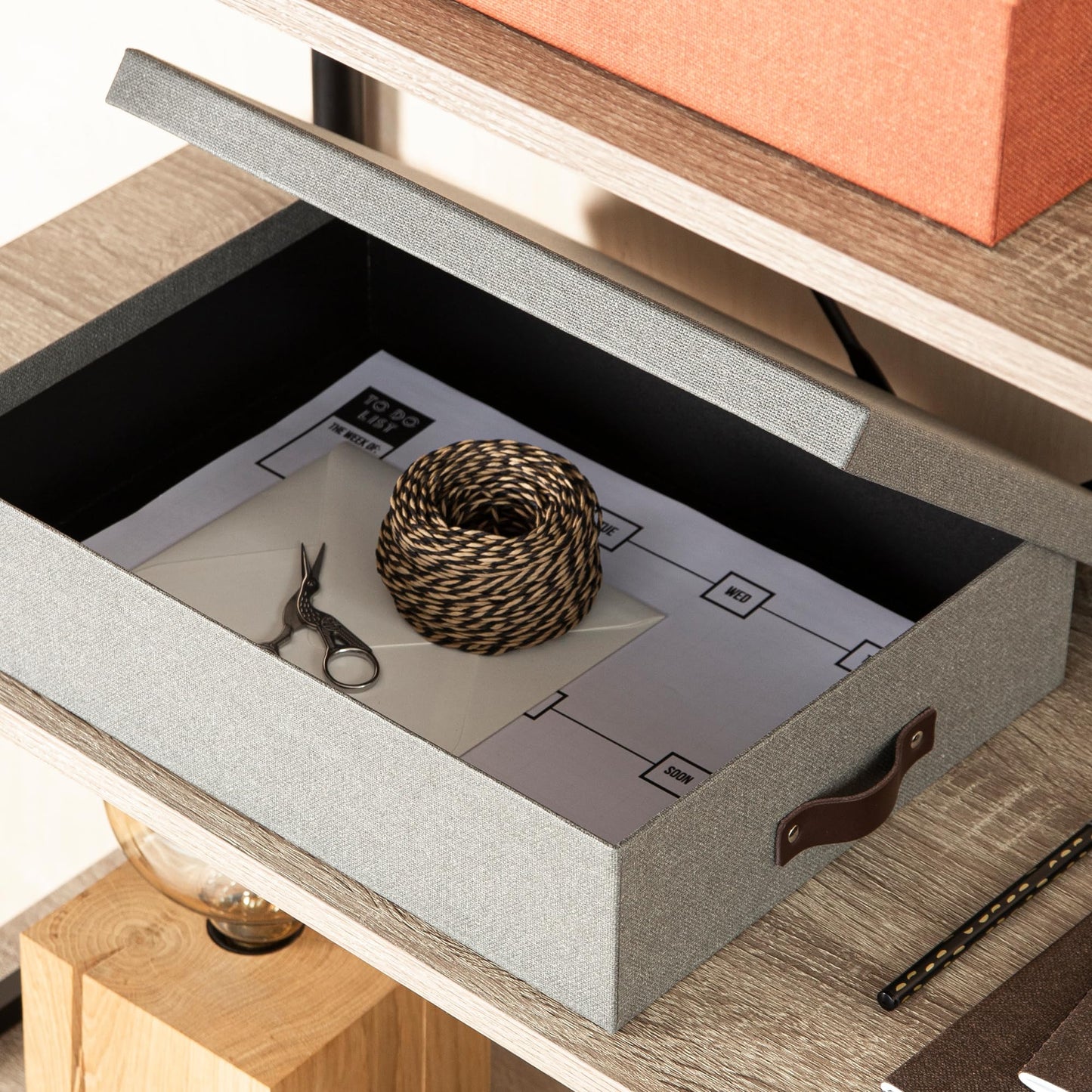 The Holding Company 'Oskar A4 Storage Box for Letters, 26 x 35 x 9 cm (W x D x H) Grey