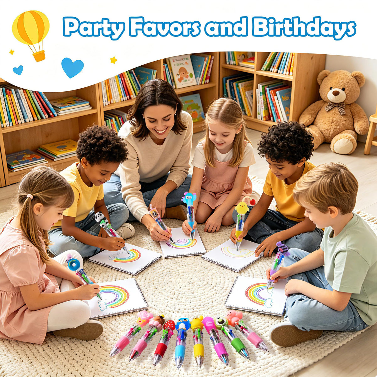 BIMORITA 36Pcs Mini Multicolor Pens in One 4-in-1, Cute Pens Bulk for Party Favors and Birthdays