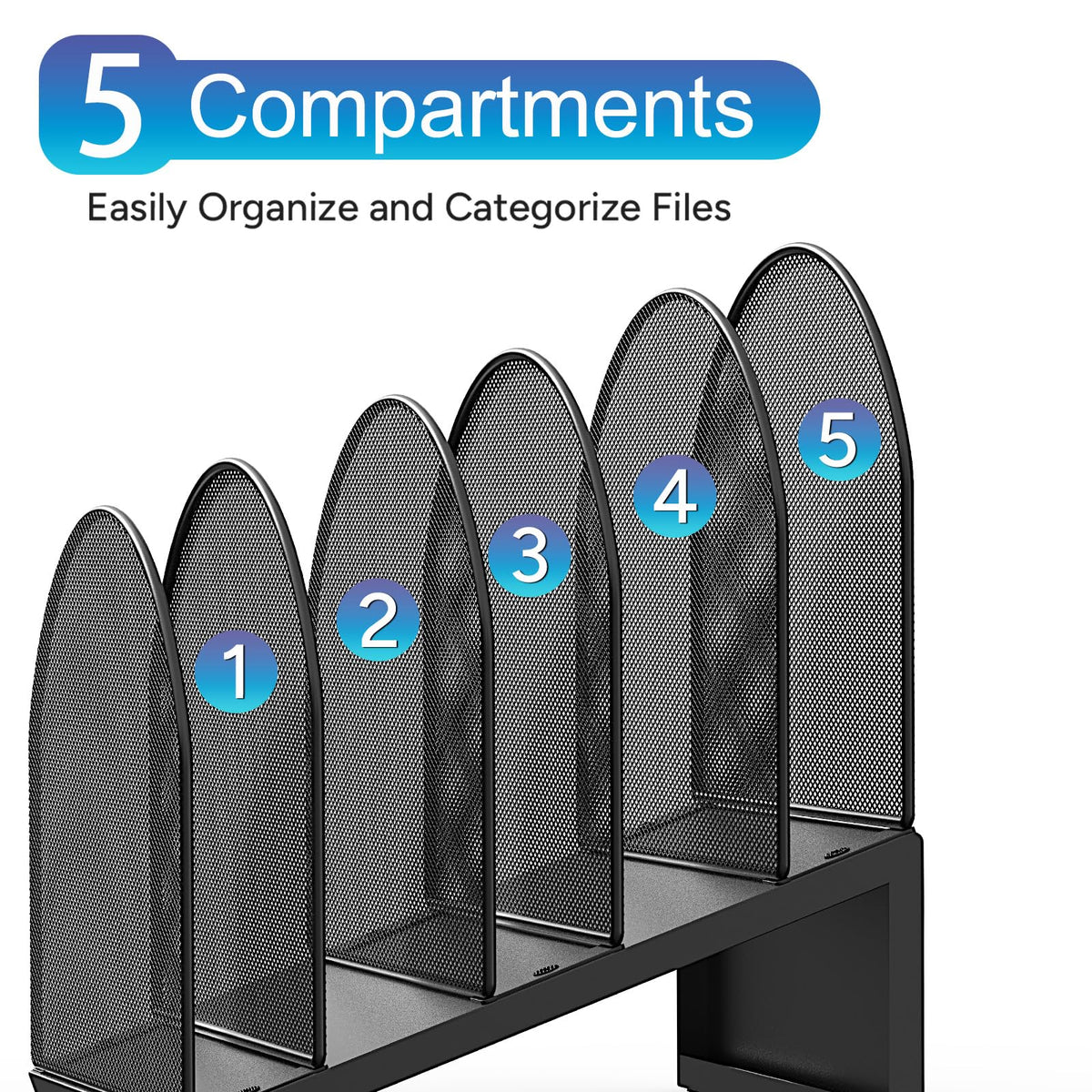 gianotter Desktop File Organizer with 5 Compartments