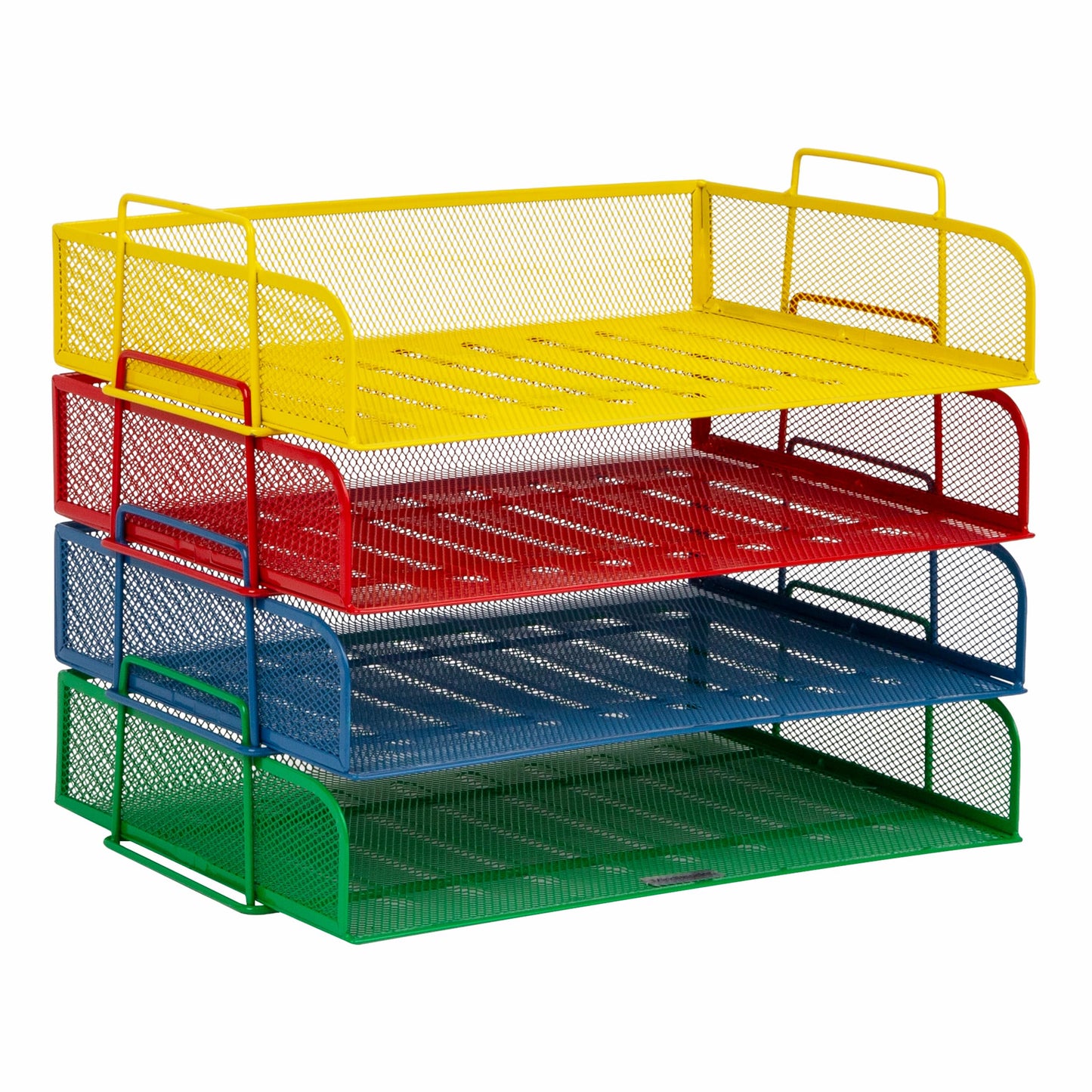 Mind Reader Stackable Paper Tray, Classroom Organizer, File Storage, Teachers, Metal Mesh, 4 Pcs.