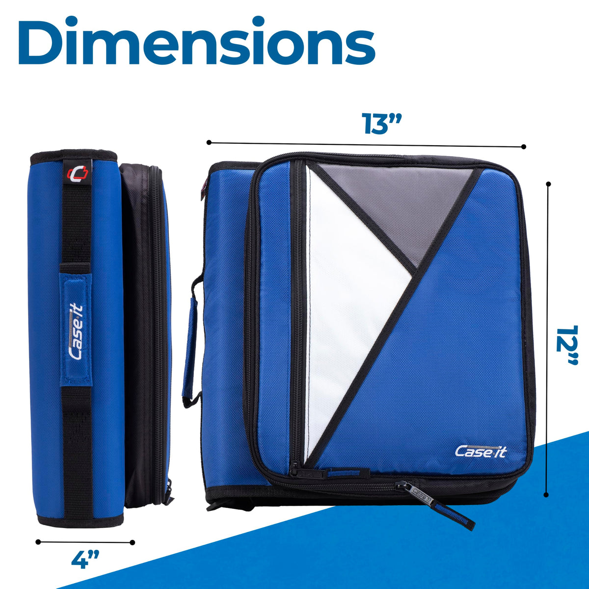 Case-it Zipper Binder | 2-Inch O-Rings | 400-Sheet | LT-007 Midnight Blue