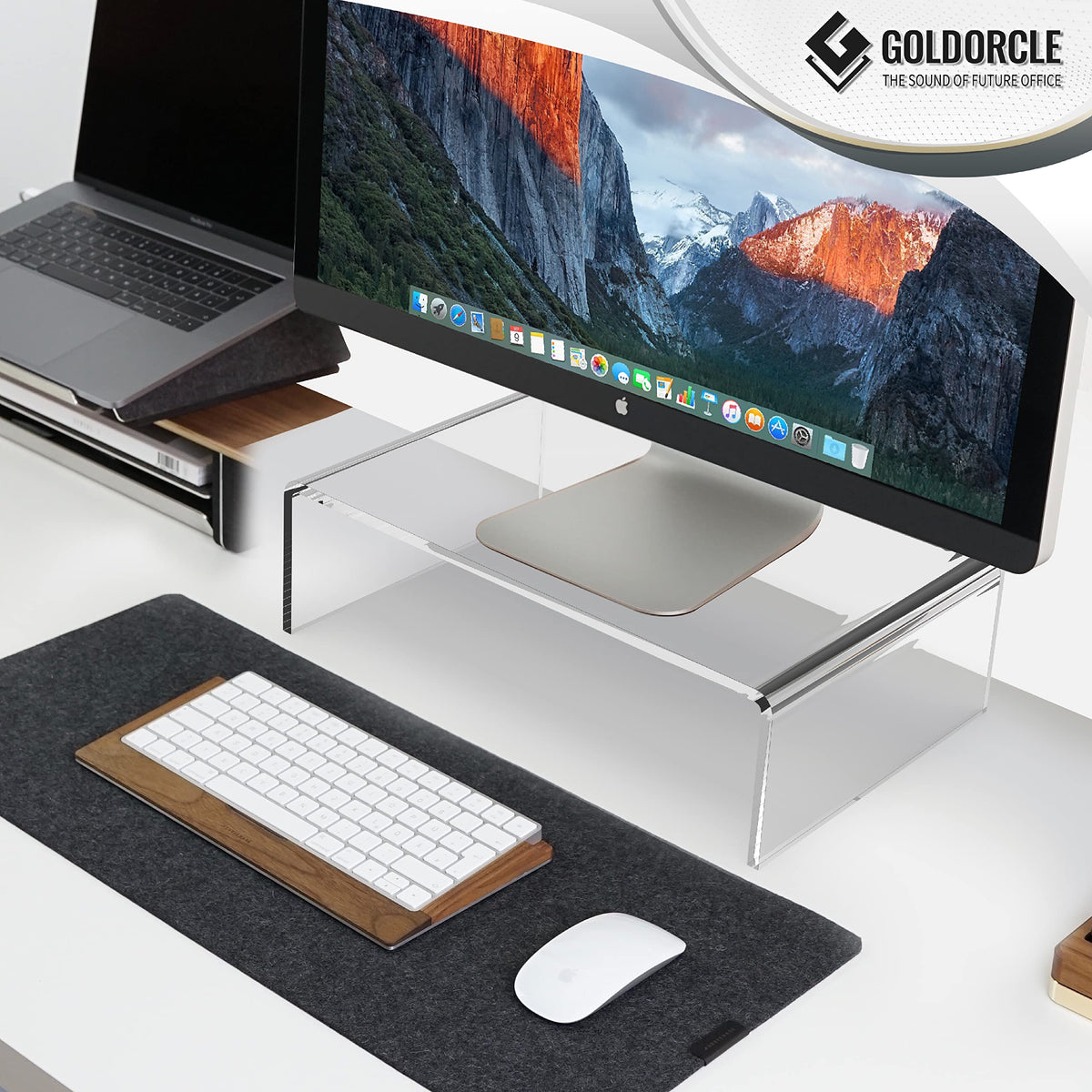 GoldOrcle Acrylic Monitor Stand Riser Clear Computer Monitor Stand (Small)