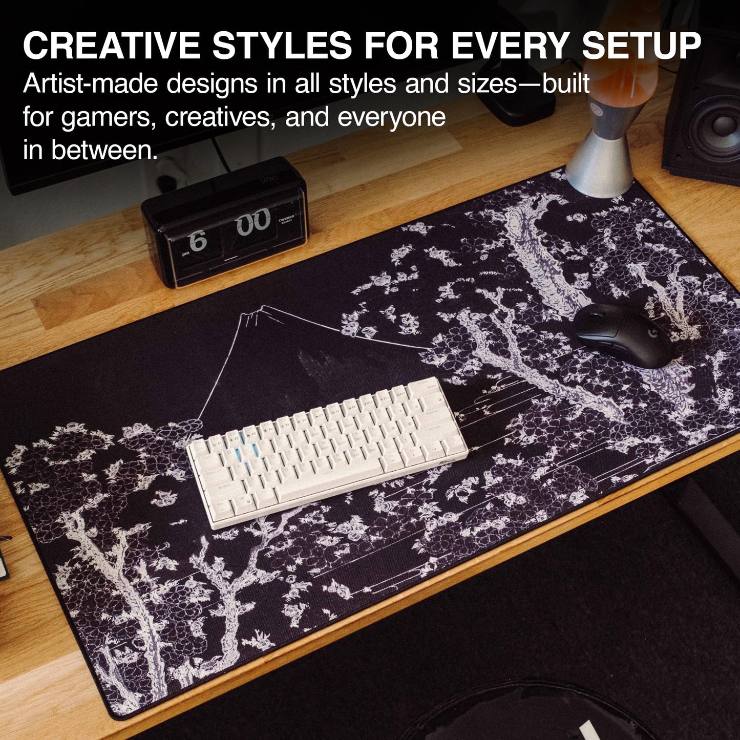 MPCO. Mount Fuji Large Gaming Desk Pad, 36" x 17" Duraglyde Fabric Desk Mat