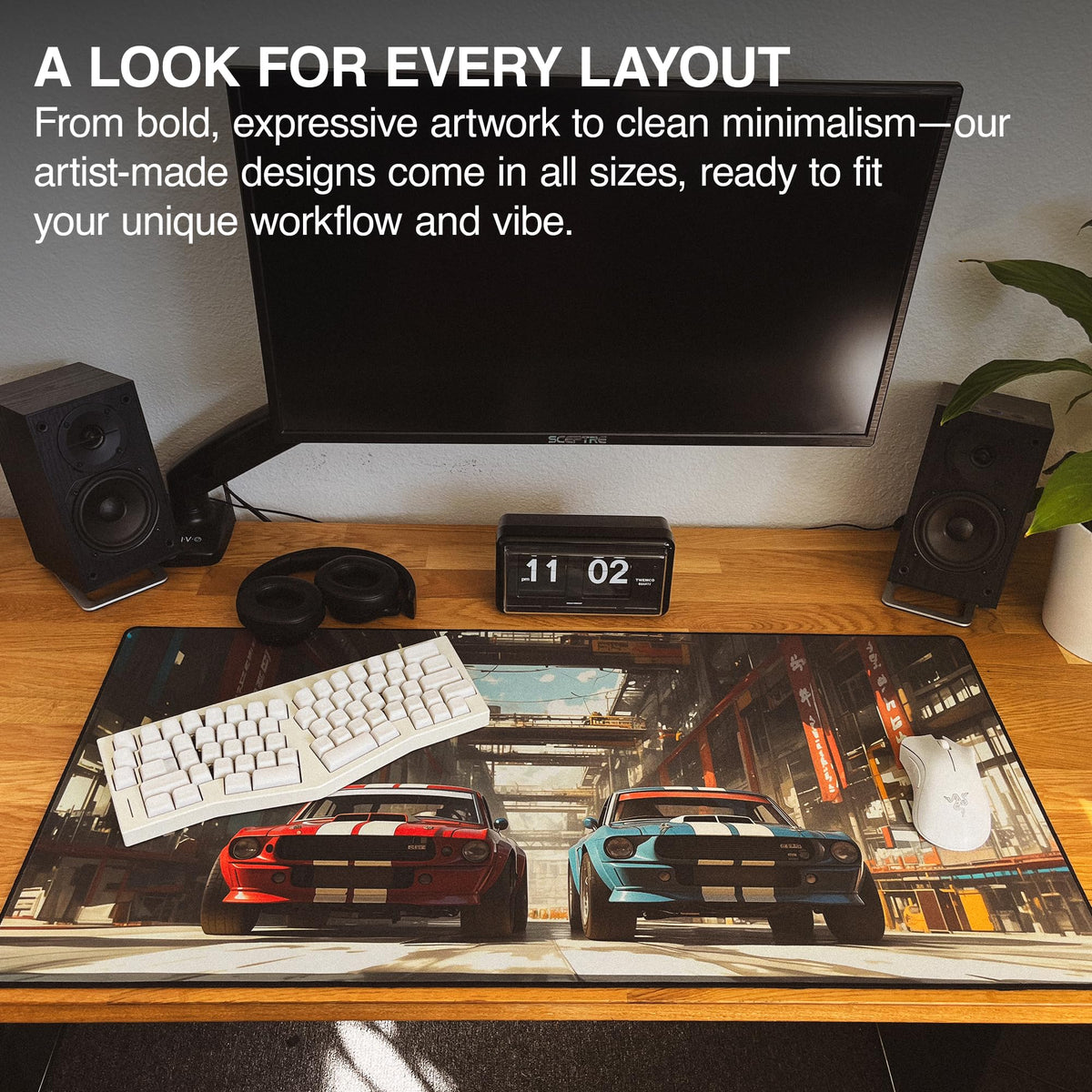 MPCO. Megumis-Mustangs Large Gaming Desk Pad, 36" x 17" Aeroglyde Desk Mat