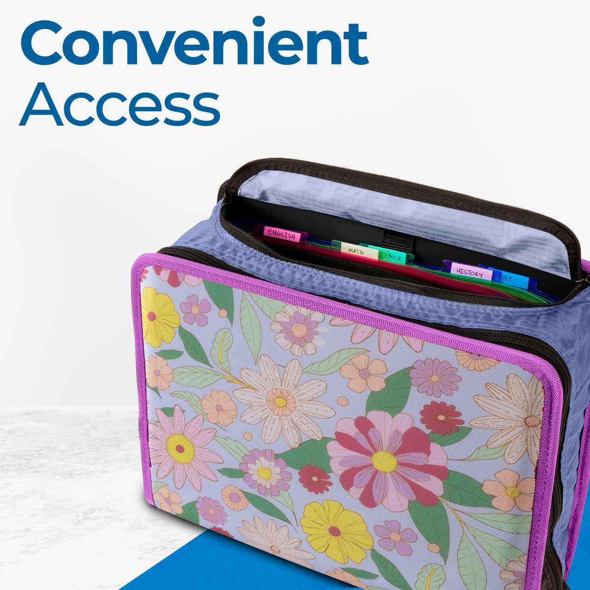 Case-it Zipper Binder | 3-Inch O-Rings | 600-Sheet | D-146 Morning Flowers